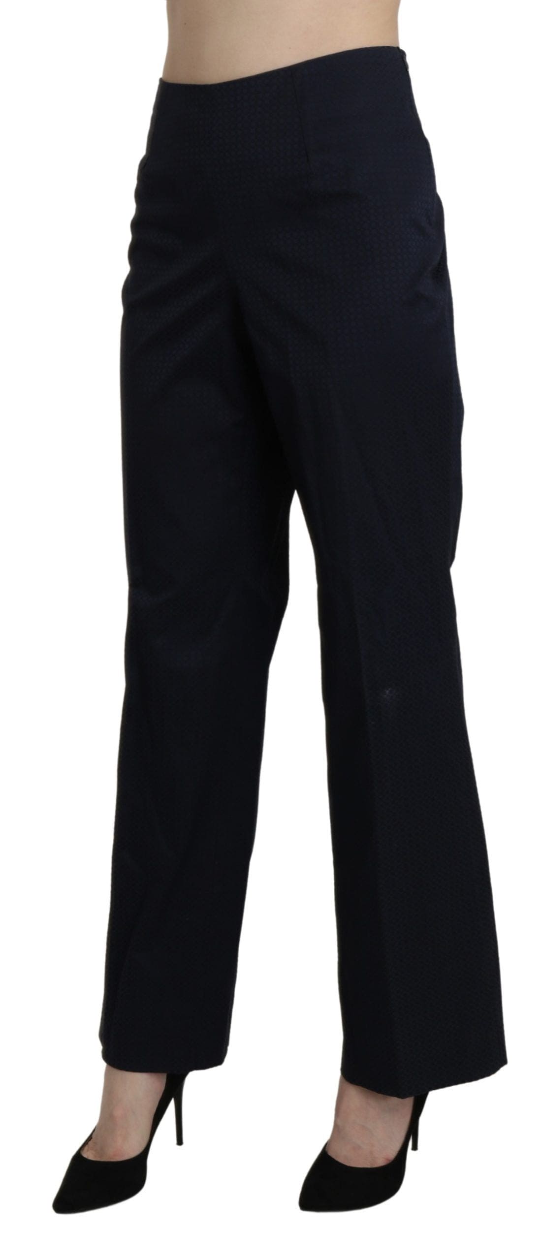 Pantalon droit taille haute en coton bleu marine BENCIVENGA