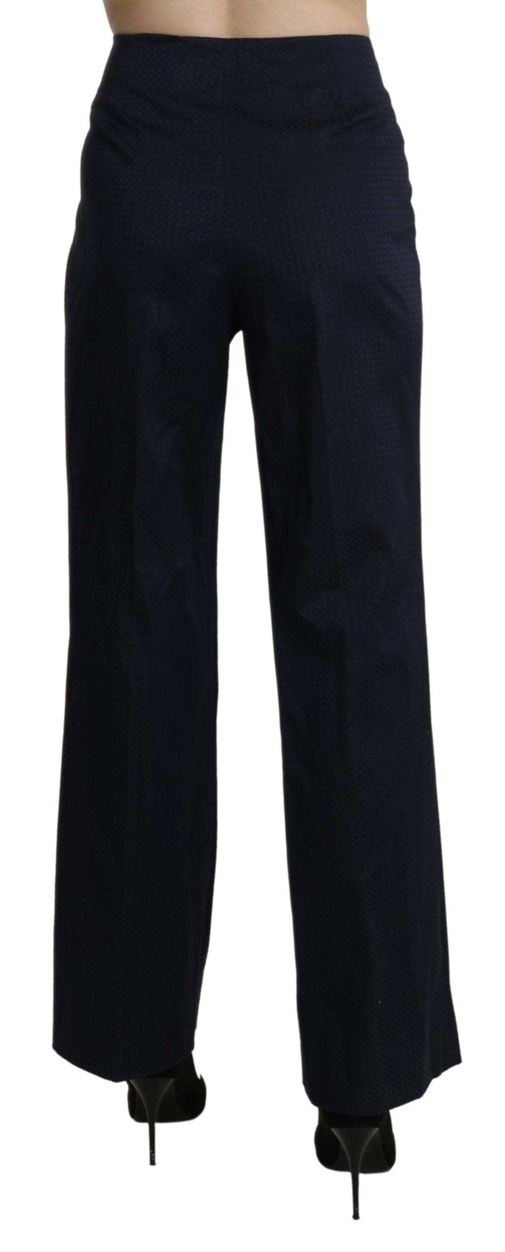 Pantalon droit taille haute en coton bleu marine BENCIVENGA