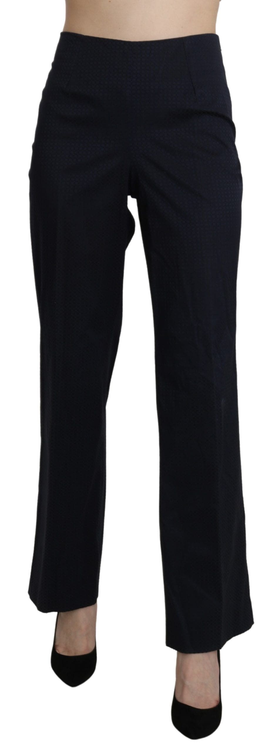 Pantalon droit taille haute en coton bleu marine BENCIVENGA