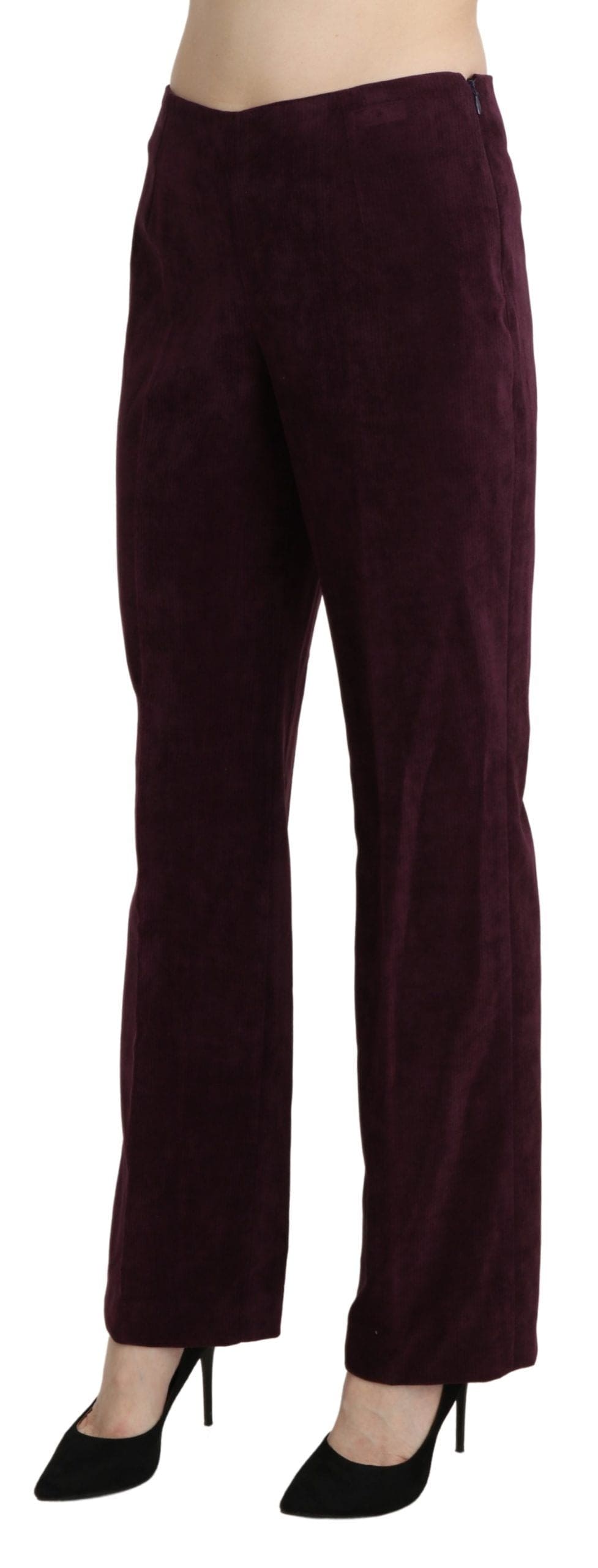 BENCIVENGA Pantalones rectos elegantes de cintura alta de color morado