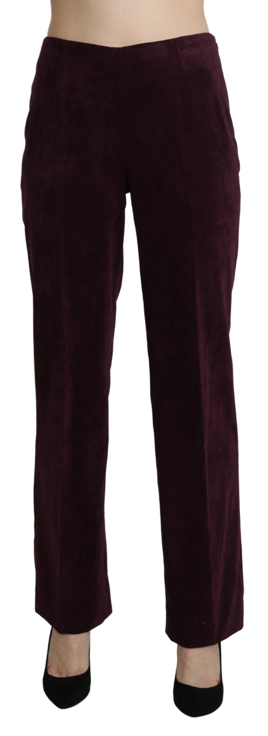 BENCIVENGA Pantalones rectos elegantes de cintura alta de color morado