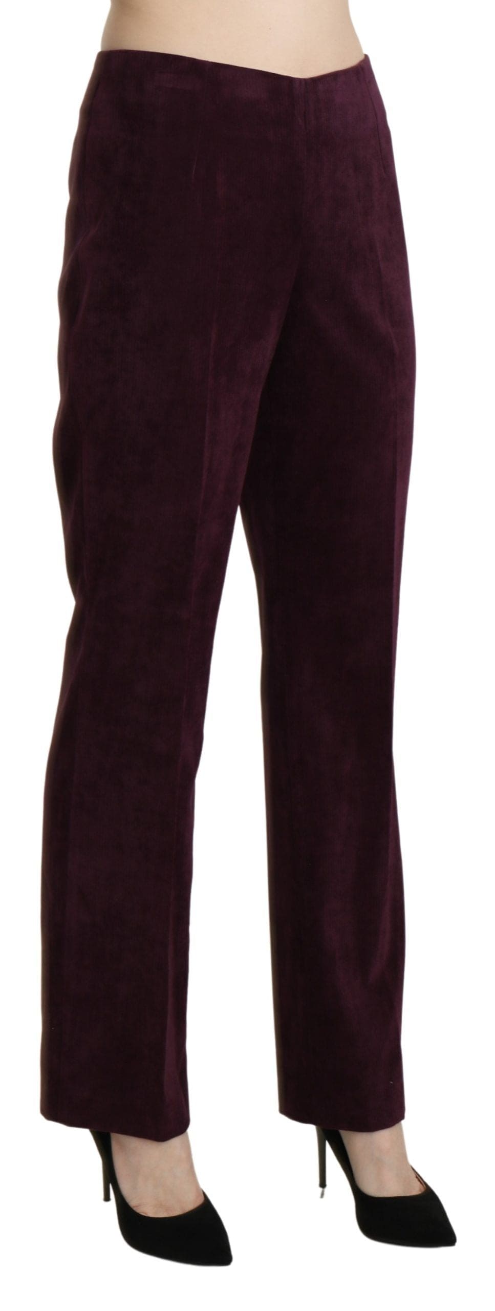 BENCIVENGA Pantalones rectos elegantes de cintura alta de color morado