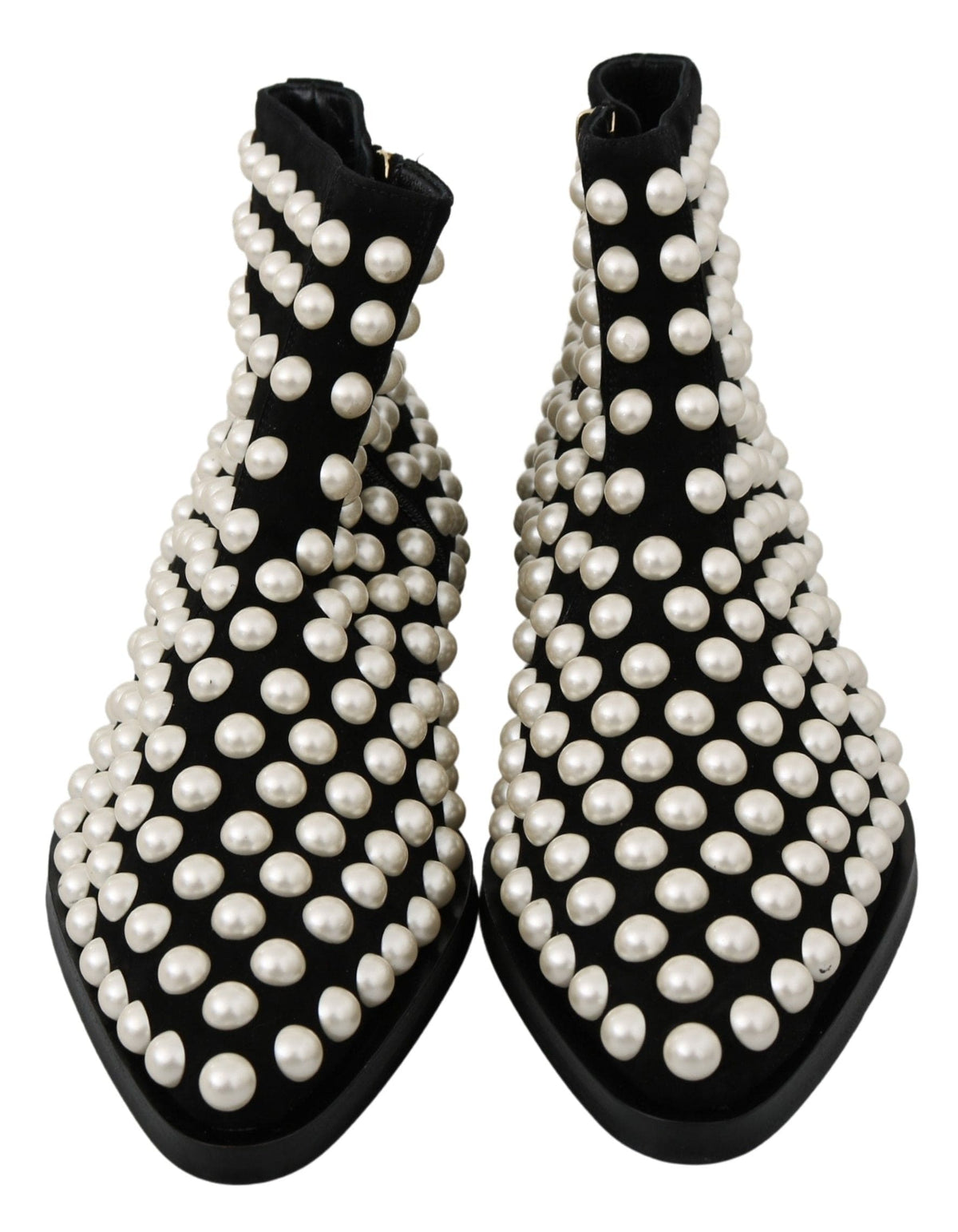 Bottines en daim noir chic avec perles Dolce &amp; Gabbana