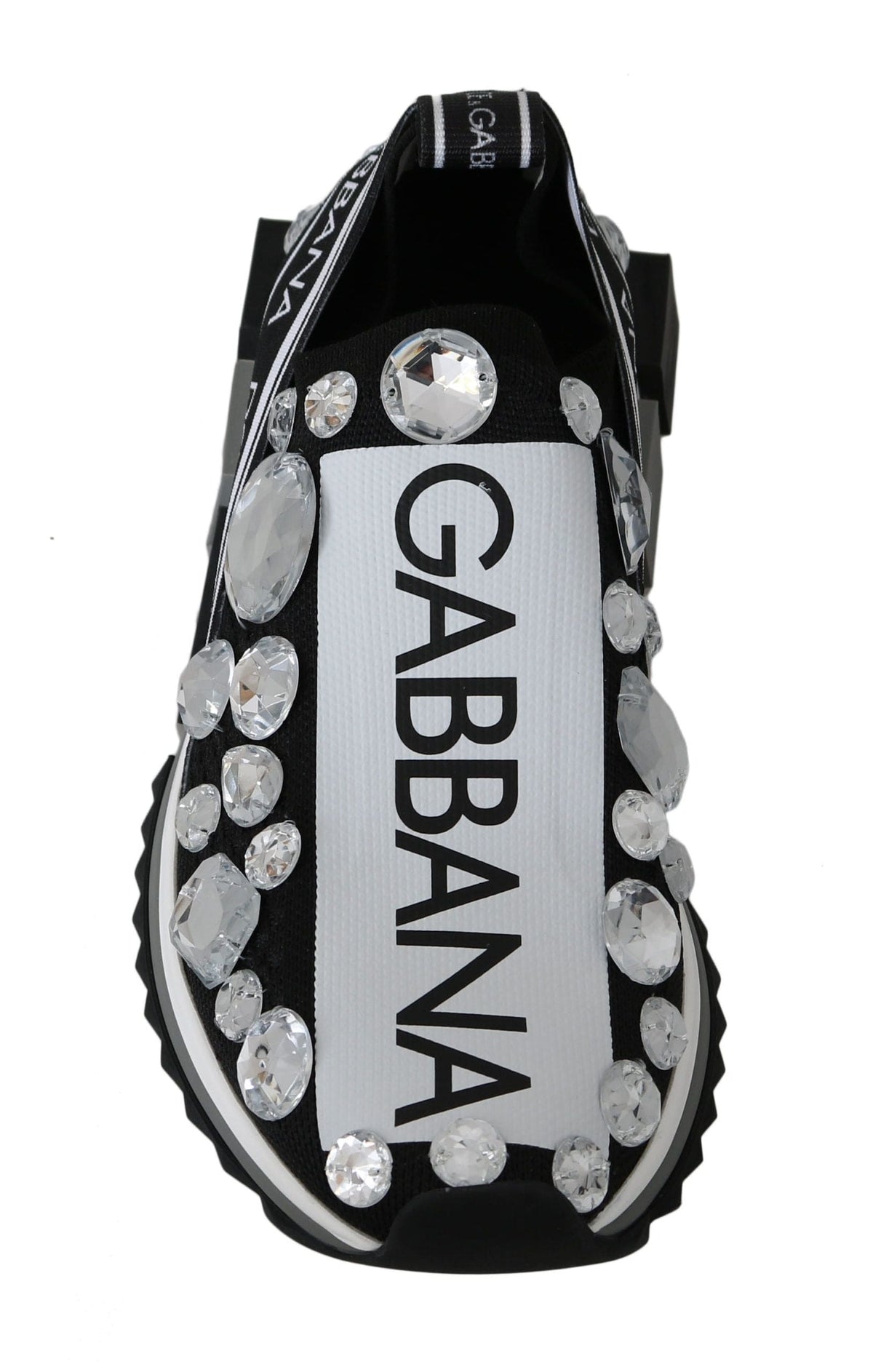 Zapatillas deportivas monocromáticas elegantes con tachuelas de cristal de Dolce &amp; Gabbana