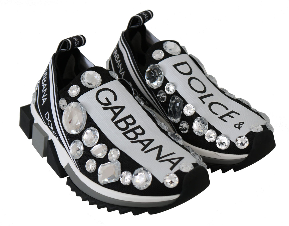 Zapatillas deportivas monocromáticas elegantes con tachuelas de cristal de Dolce &amp; Gabbana