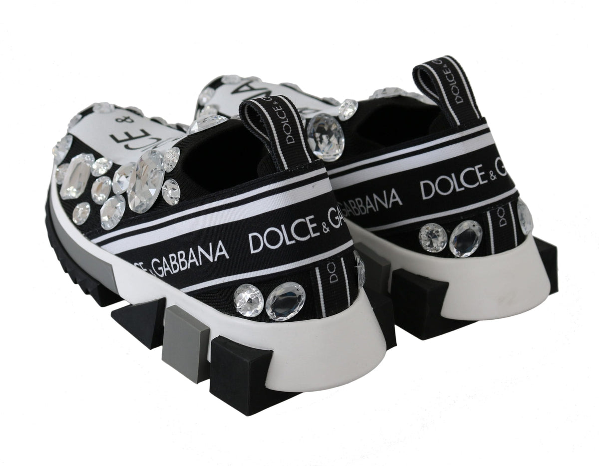 Baskets cloutées en cristaux monochromes chics Dolce &amp; Gabbana