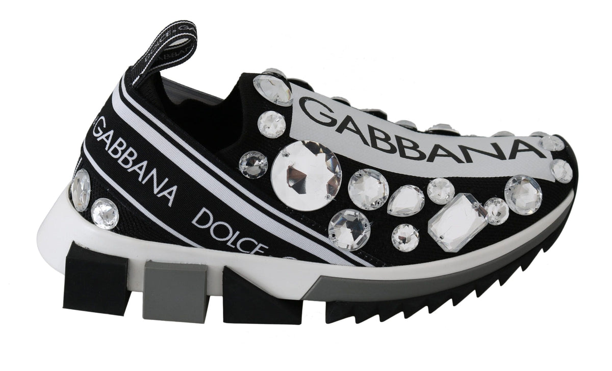 Zapatillas deportivas monocromáticas elegantes con tachuelas de cristal de Dolce &amp; Gabbana