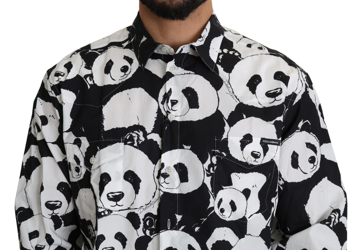 Chemise en pur coton imprimé panda Dolce &amp; Gabbana - Noir Blanc