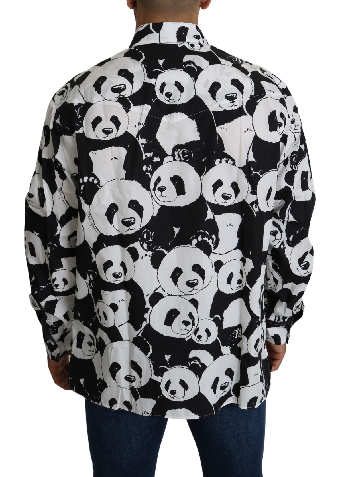 Dolce & Gabbana Panda Print Pure Cotton Shirt - Black White