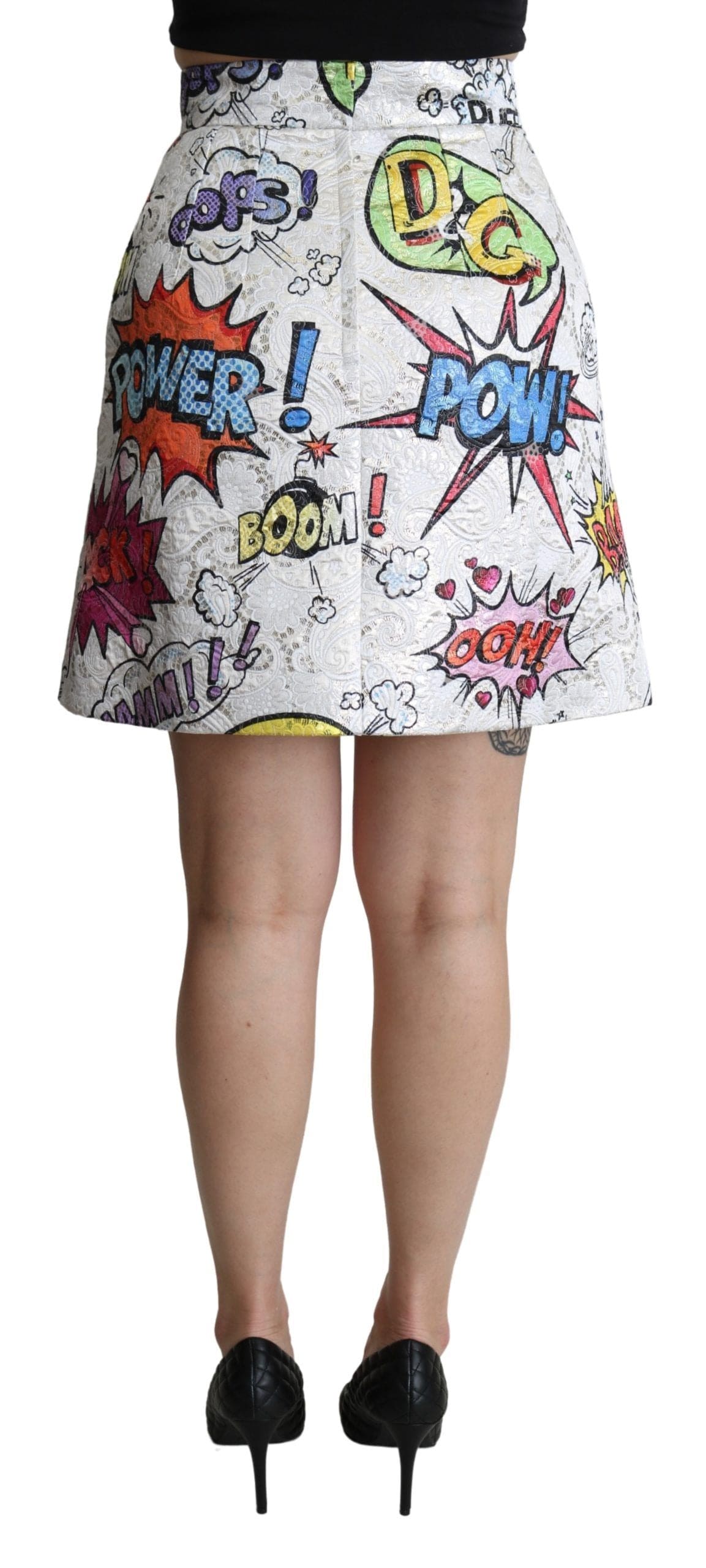 Mini-jupe en brocart de dessin animé chic de Dolce &amp; Gabbana