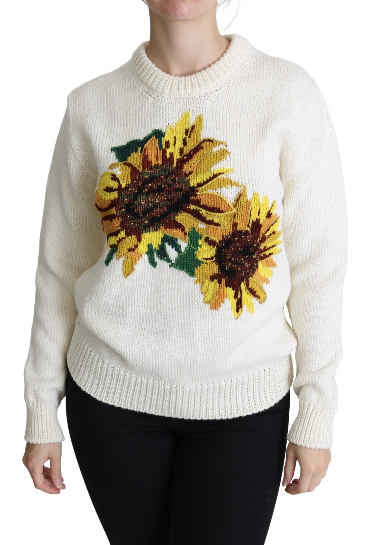 Pull élégant en maille à motif tournesol Dolce &amp; Gabbana