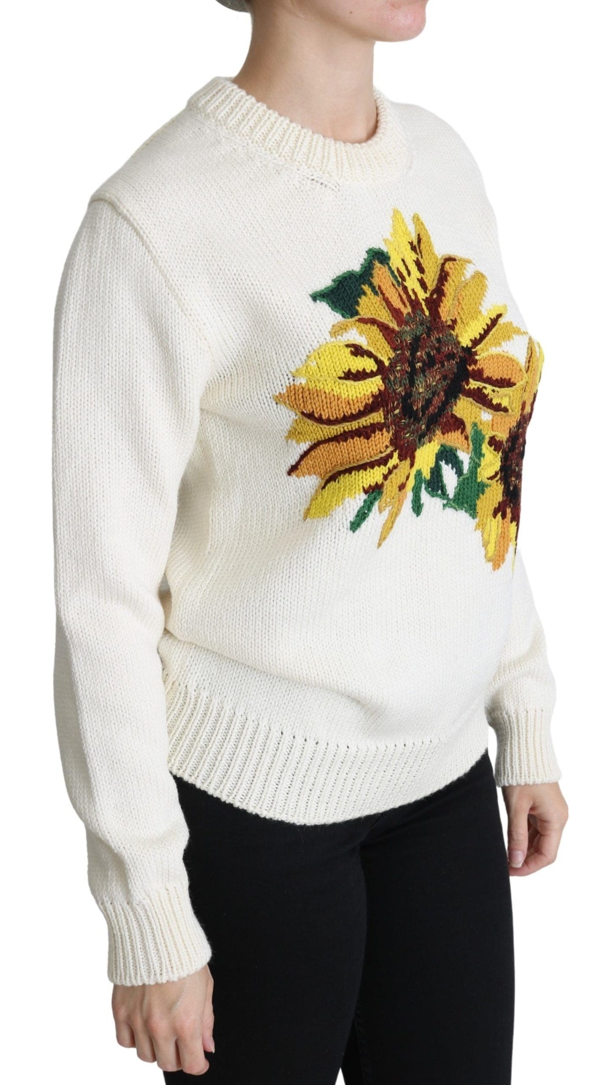 Suéter elegante de punto con girasoles de Dolce &amp; Gabbana