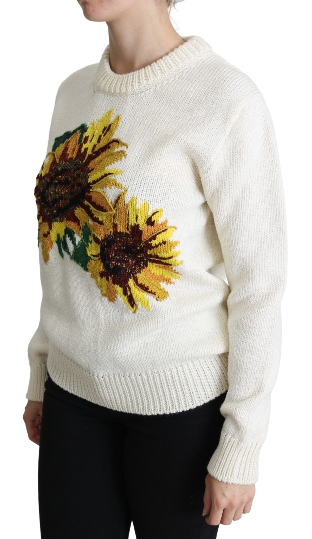 Pull élégant en maille à motif tournesol Dolce &amp; Gabbana