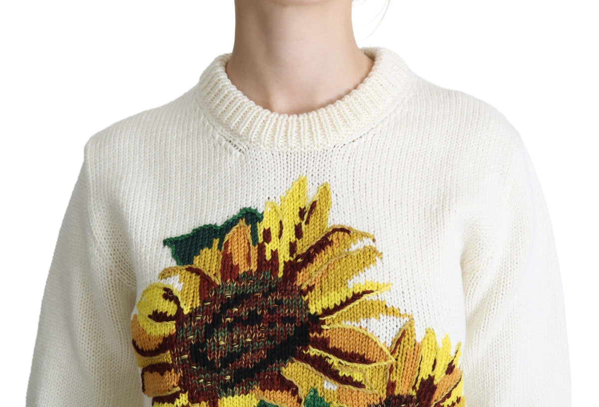 Pull élégant en maille à motif tournesol Dolce &amp; Gabbana