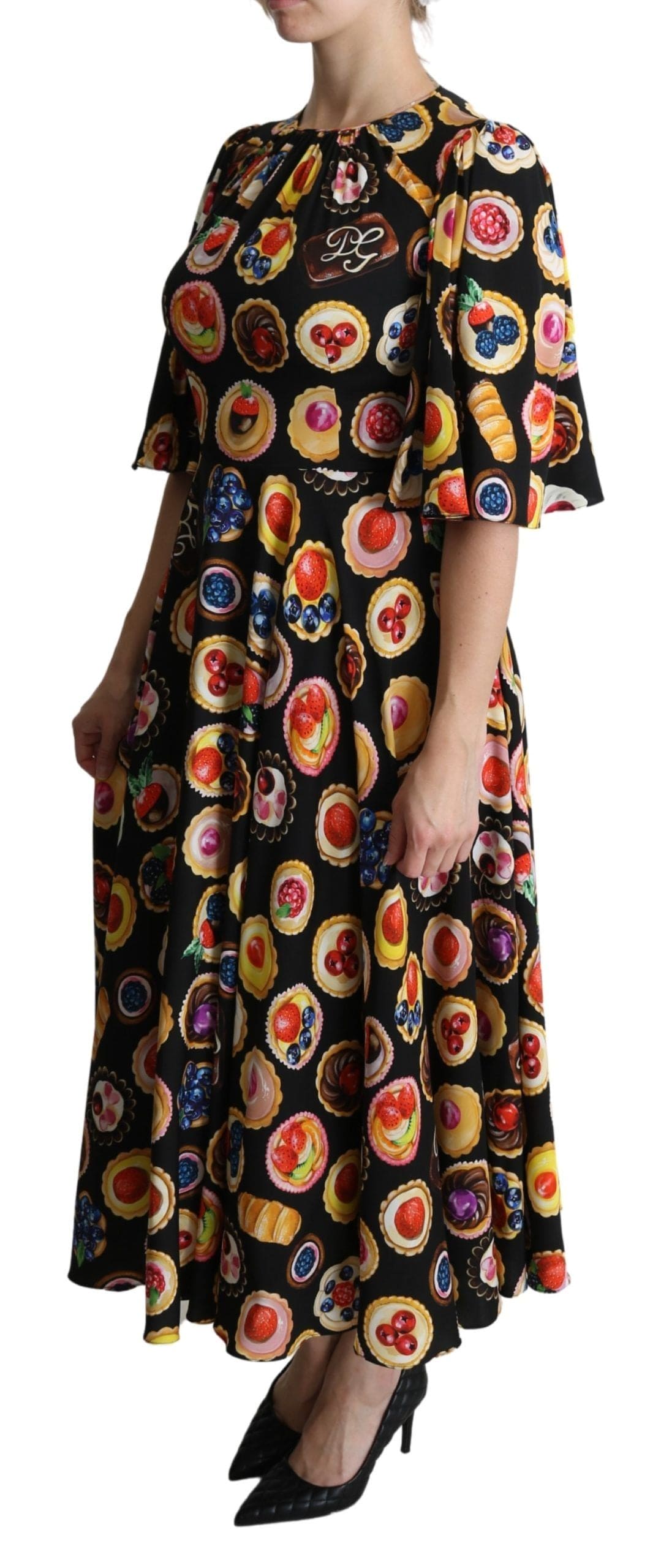 Vestido maxi con estampado de postres multicolor chic de Dolce &amp; Gabbana