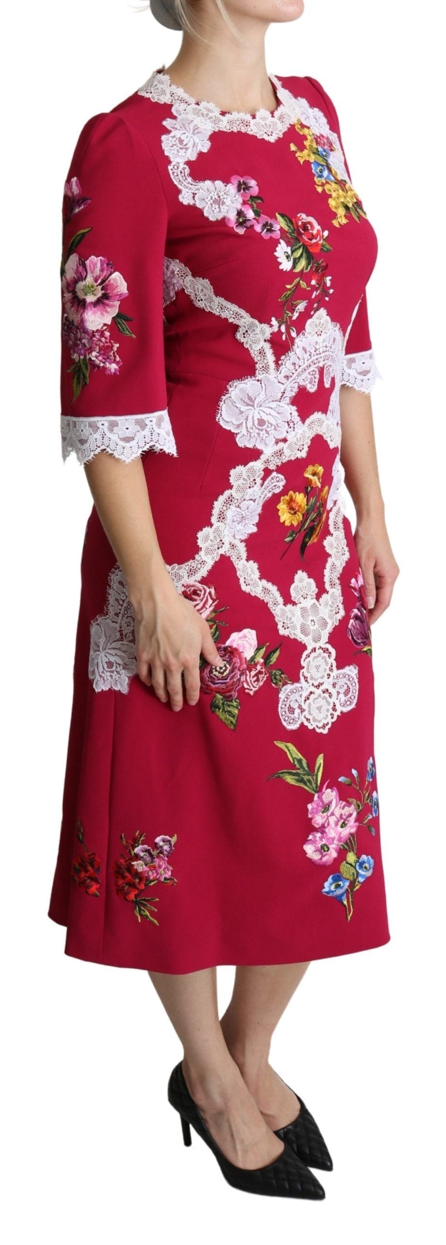 Vestido midi con bordados florales de Dolce &amp; Gabbana