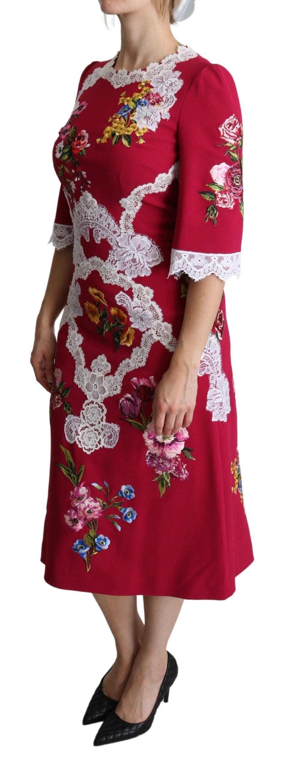 Vestido midi con bordados florales de Dolce &amp; Gabbana