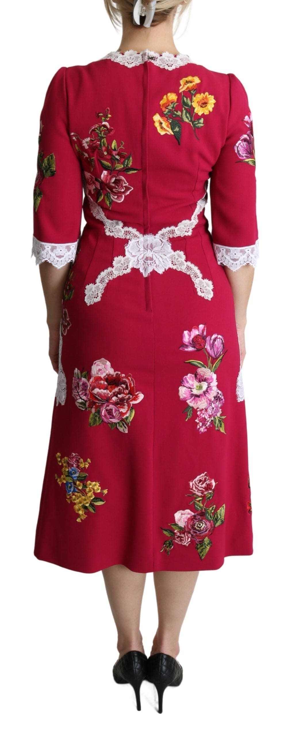 Vestido midi con bordados florales de Dolce &amp; Gabbana