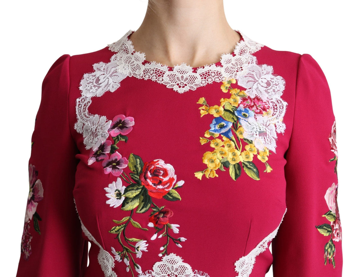 Robe fourreau mi-longue à broderies florales Dolce &amp; Gabbana