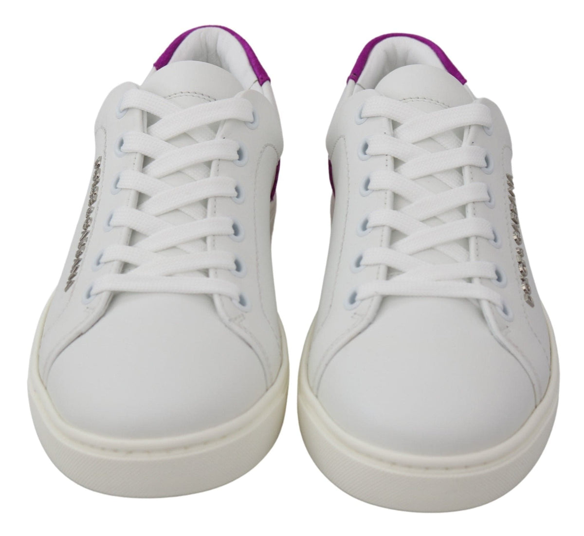 Baskets chic en cuir blanc avec accents violets Dolce &amp; Gabbana