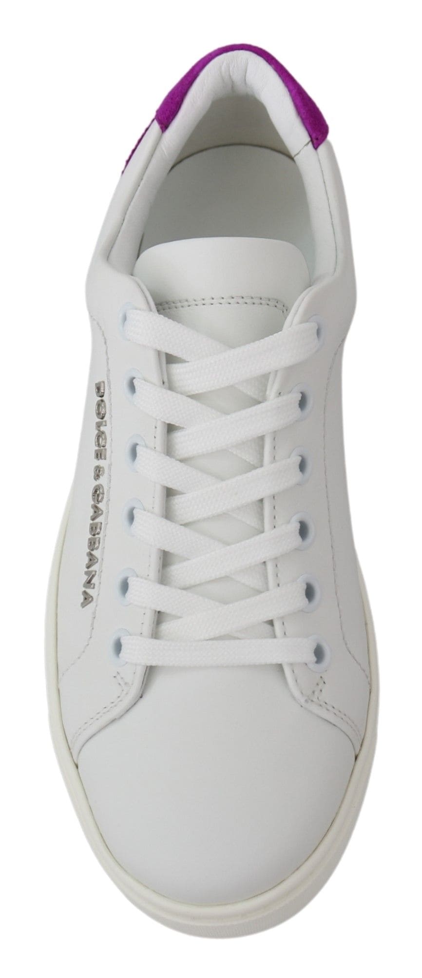 Baskets chic en cuir blanc avec accents violets Dolce &amp; Gabbana