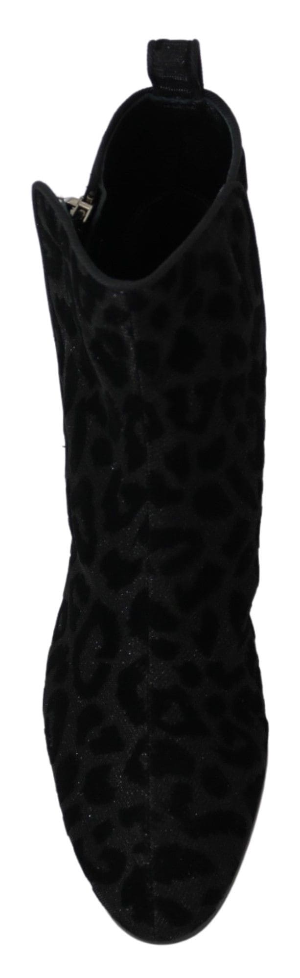 Botas cortas elegantes con estampado de leopardo en color negro de Dolce &amp; Gabbana