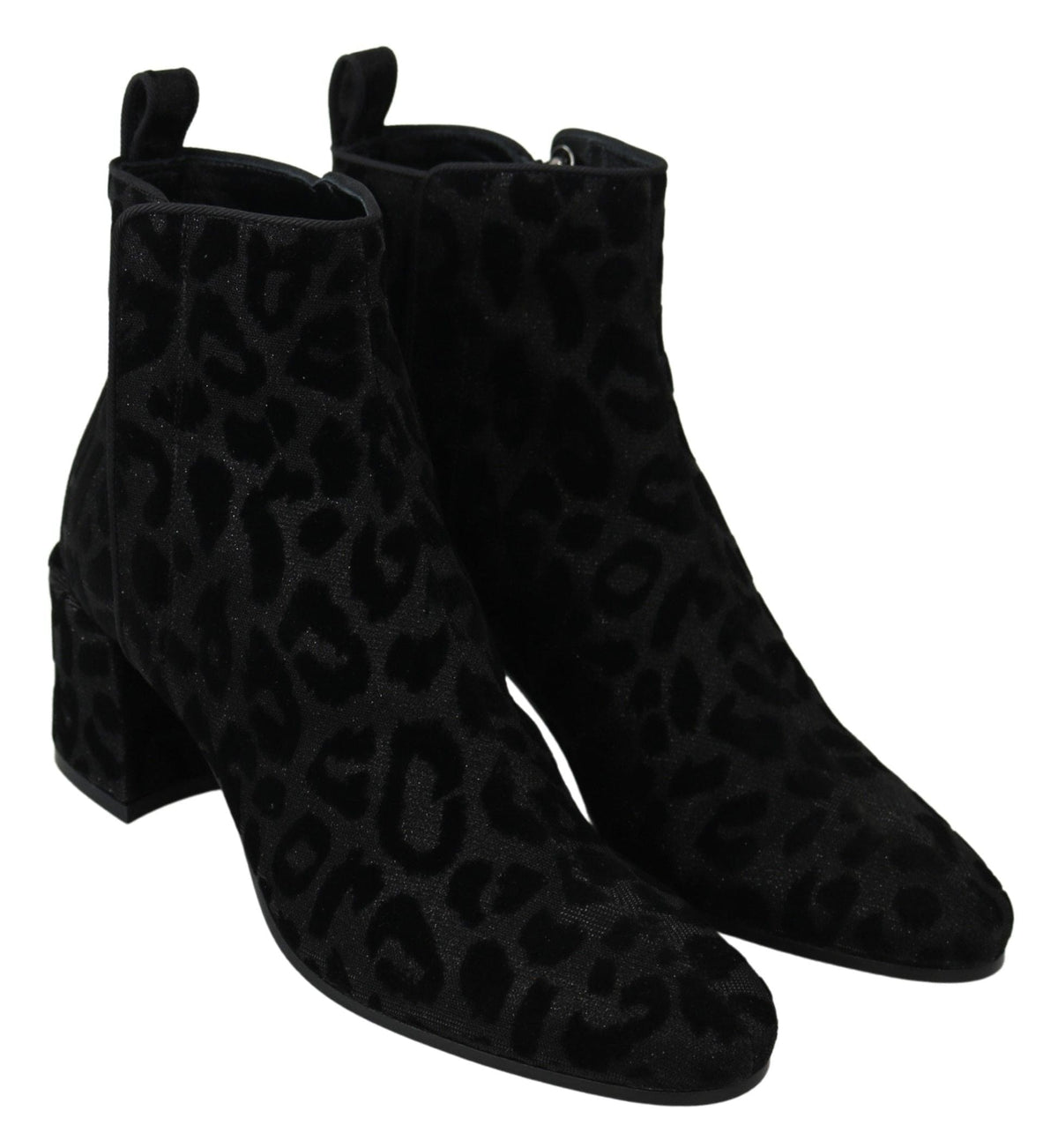 Bottines courtes élégantes à imprimé léopard noires Dolce &amp; Gabbana