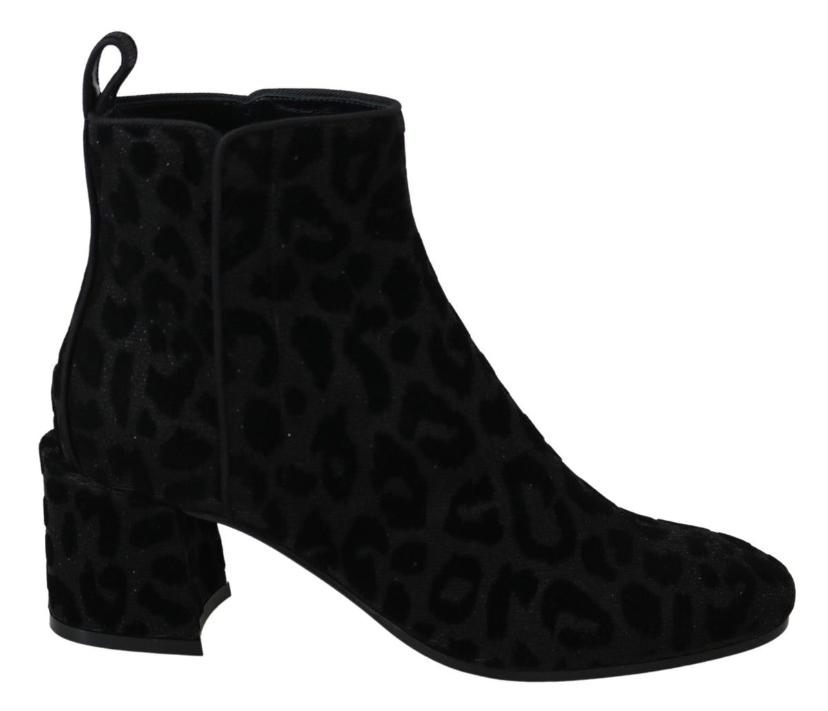 Bottines courtes élégantes à imprimé léopard noires Dolce &amp; Gabbana