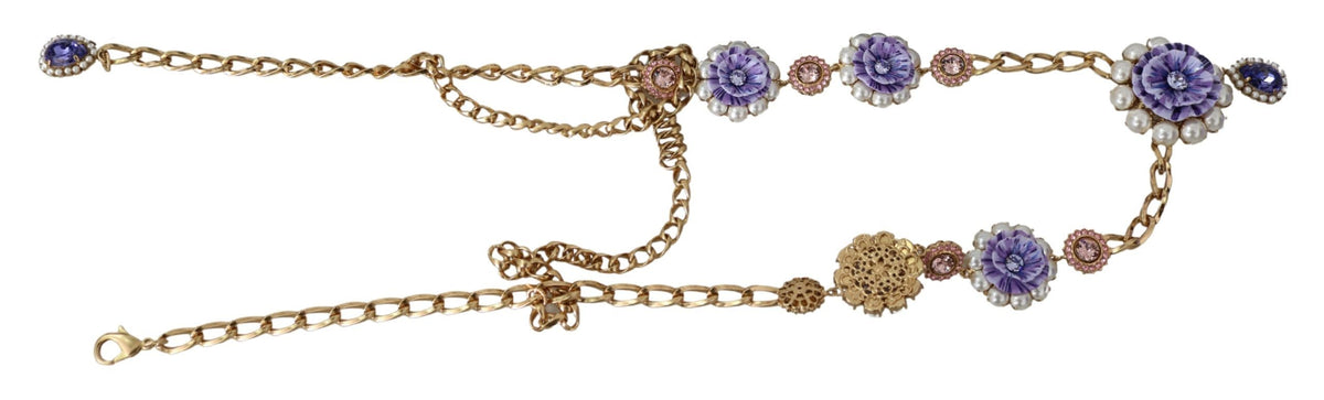 Elegante collar con dijes en tono dorado y motivo floral de Dolce &amp; Gabbana