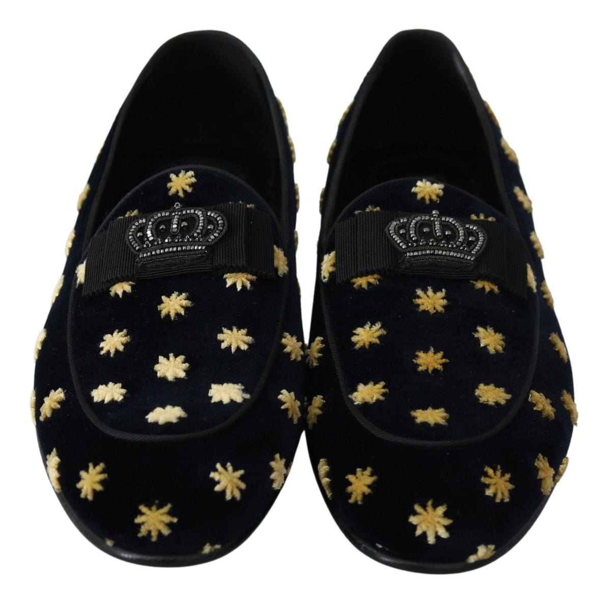 Mocassins élégants en velours avec broderie couronne Dolce &amp; Gabbana