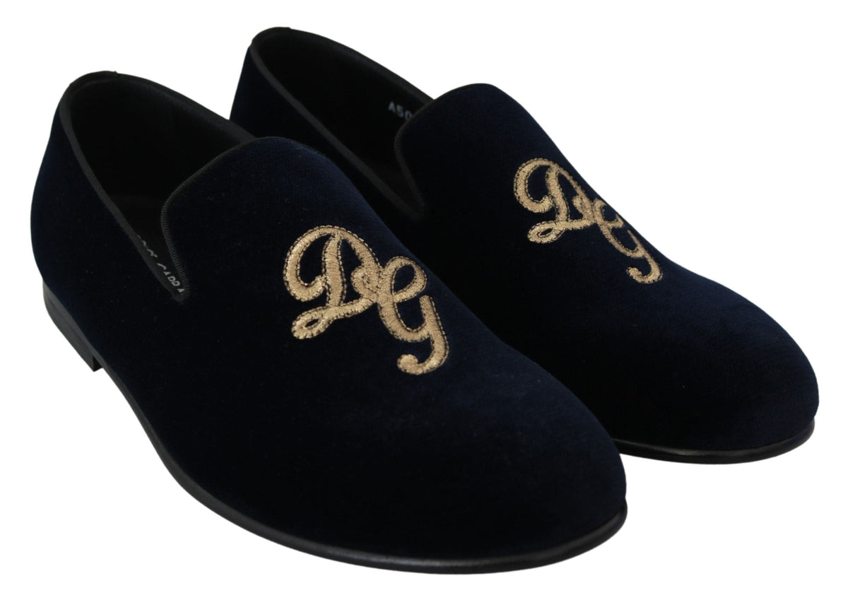 Mocasines elegantes con bordados azules de Dolce &amp; Gabbana