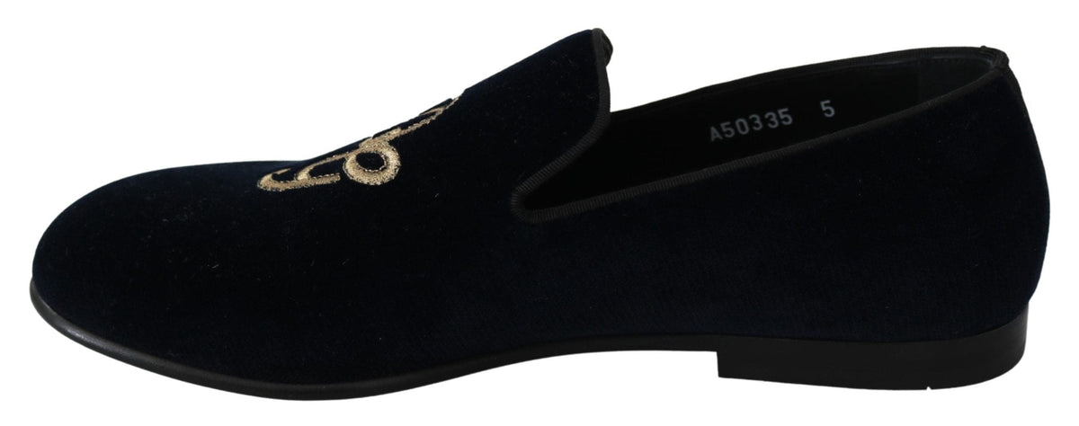 Mocasines elegantes con bordados azules de Dolce &amp; Gabbana