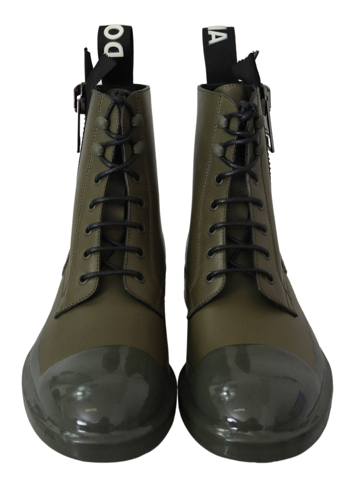 Bottines en cuir vert militaire chic Dolce &amp; Gabbana