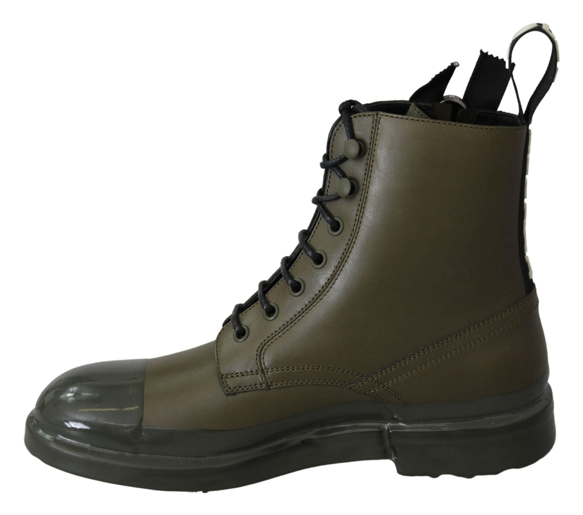 Bottines en cuir vert militaire chic Dolce &amp; Gabbana