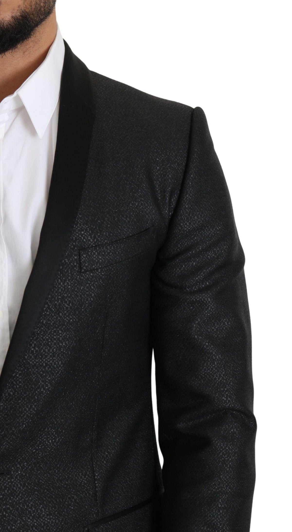 Dolce & Gabbana Elegant Black Jacquard Slim Fit Blazer