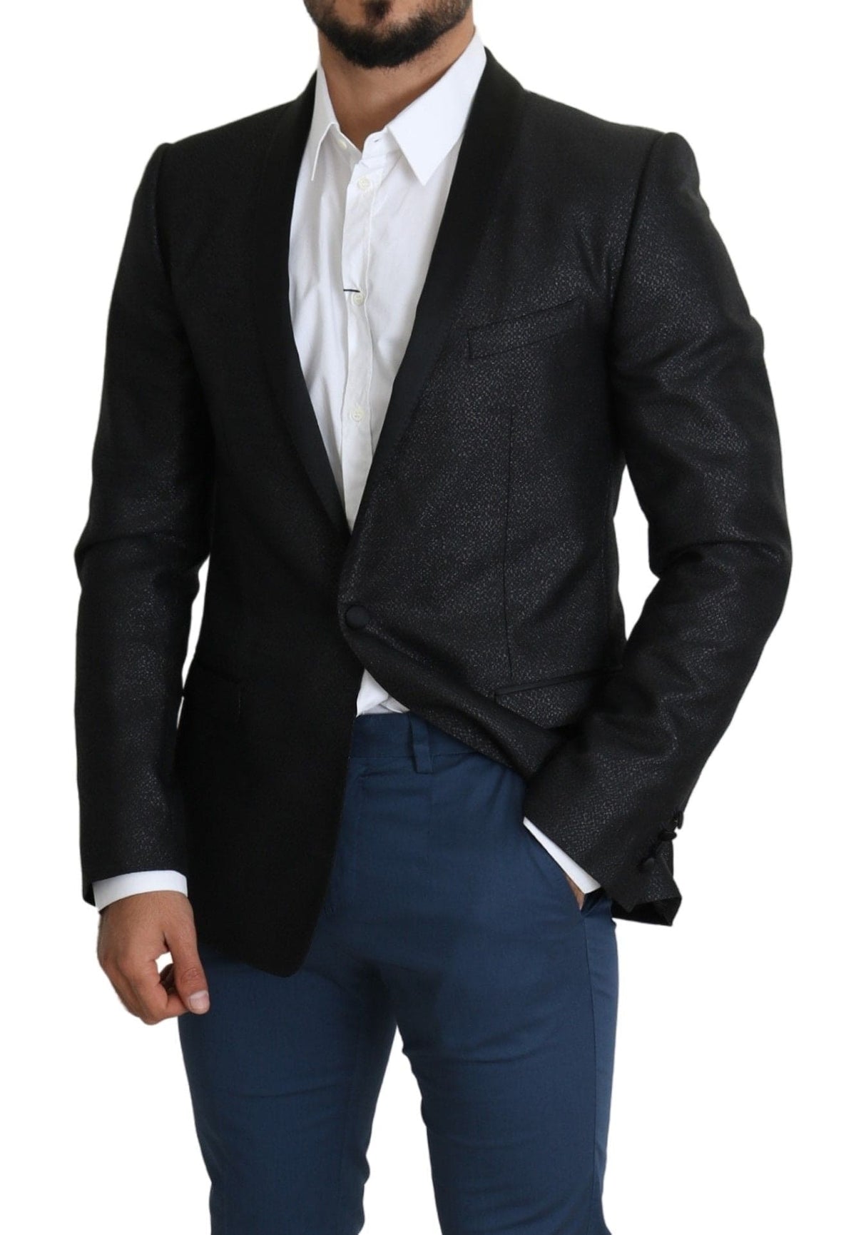 Blazer slim en jacquard noir élégant Dolce &amp; Gabbana