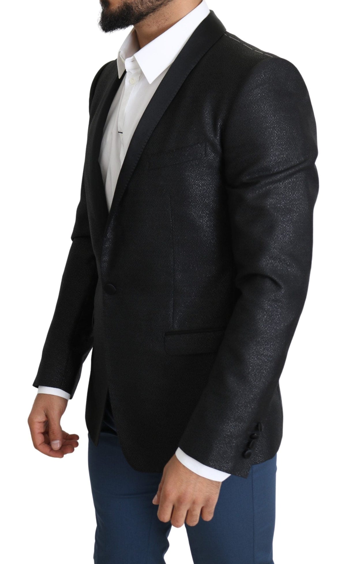 Blazer elegante de corte entallado en jacquard negro de Dolce &amp; Gabbana