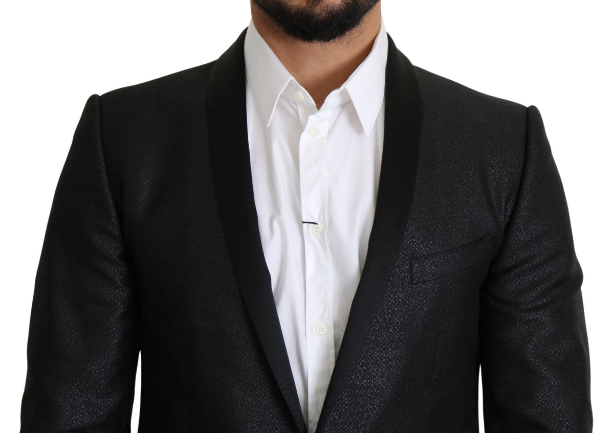 Blazer elegante de corte entallado en jacquard negro de Dolce &amp; Gabbana