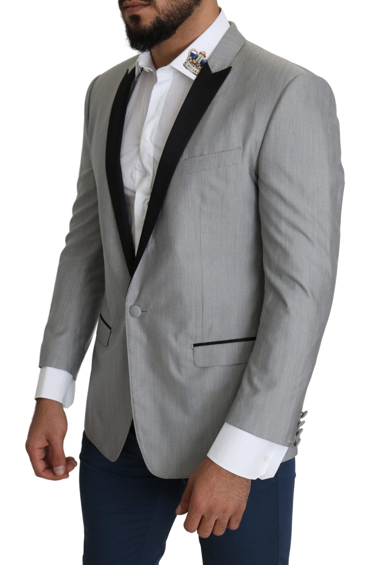 Blazer élégant en mélange de soie gris clair Dolce &amp; Gabbana