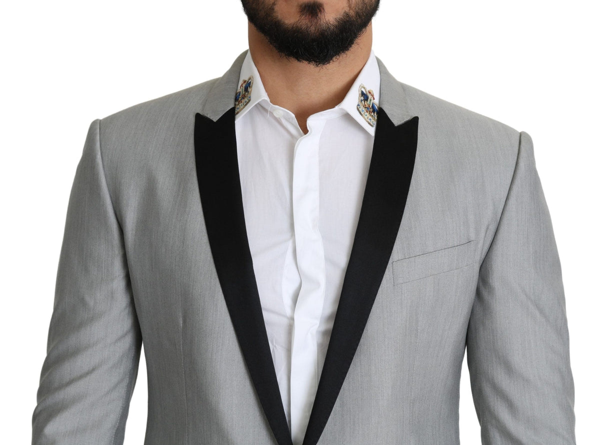 Blazer élégant en mélange de soie gris clair Dolce &amp; Gabbana