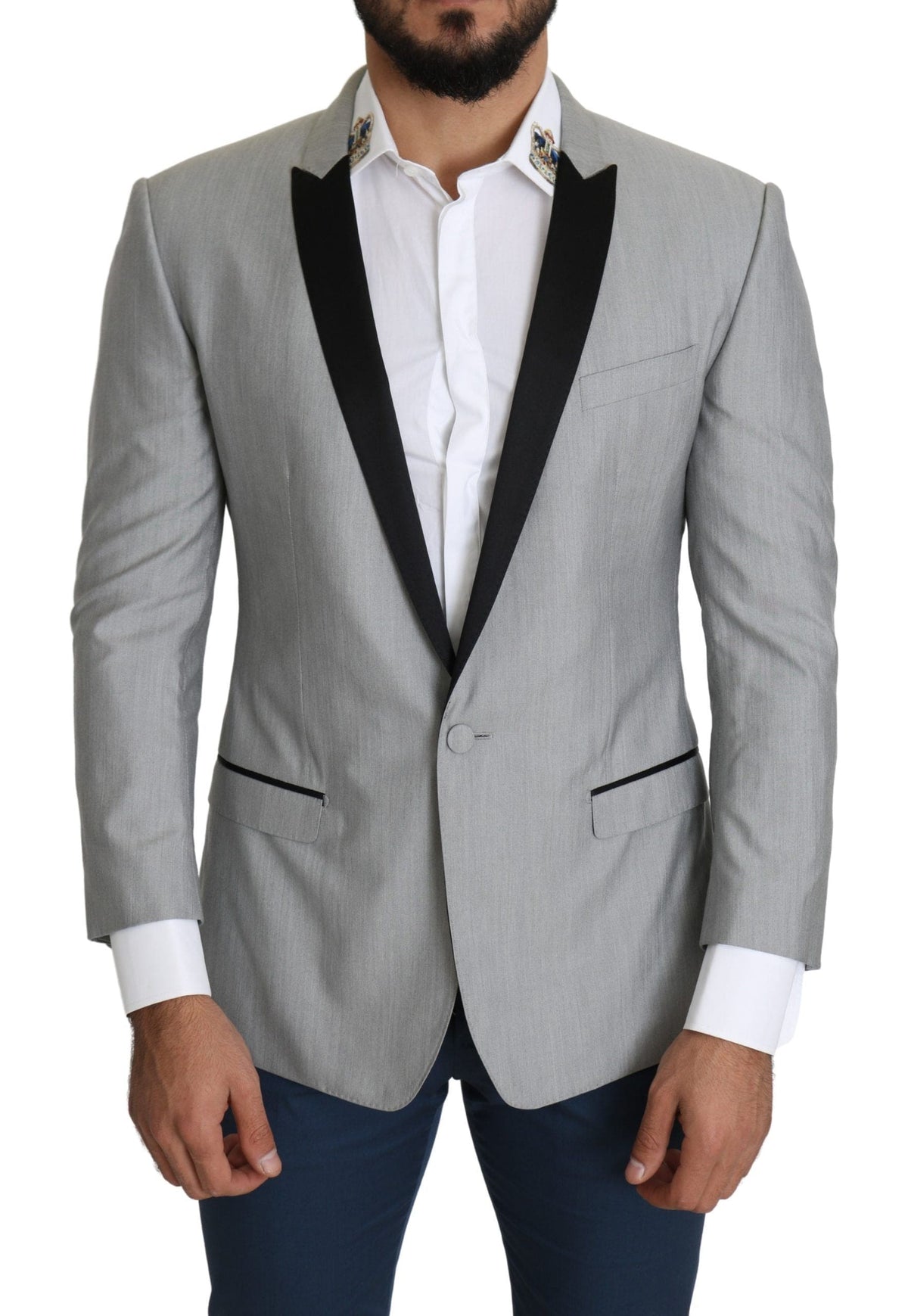 Blazer élégant en mélange de soie gris clair Dolce &amp; Gabbana