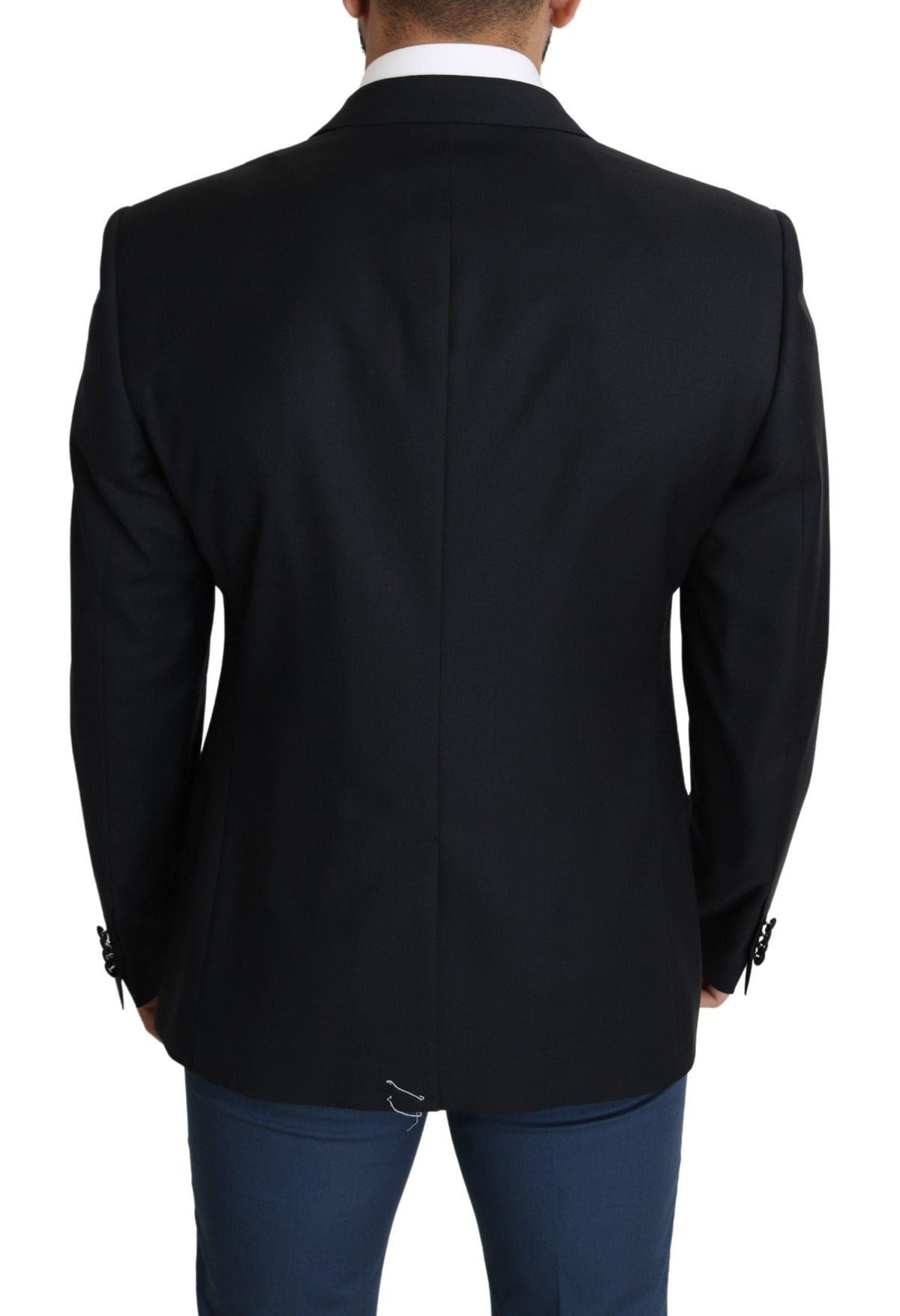 Blazer élégant en laine vierge et soie mélangées noir Dolce &amp; Gabbana