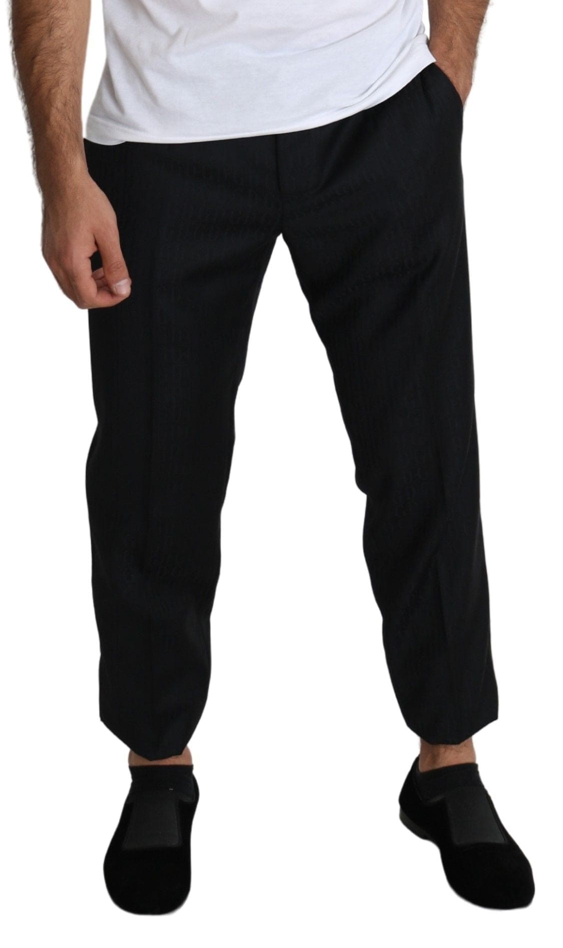 Pantalon court élégant en laine vierge noire Dolce &amp; Gabbana