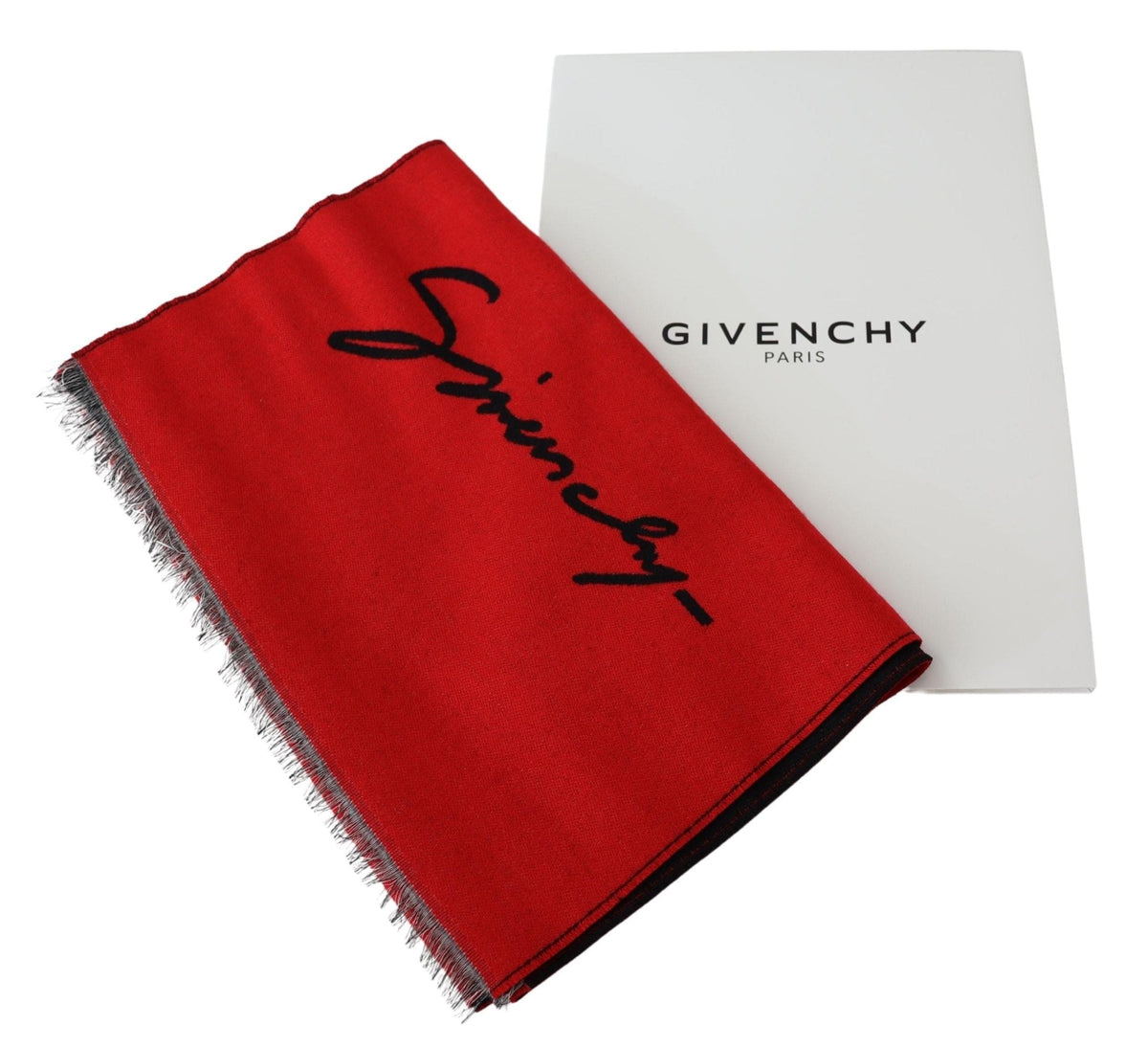 Écharpe unisexe élégante en laine mélangée rouge Givenchy