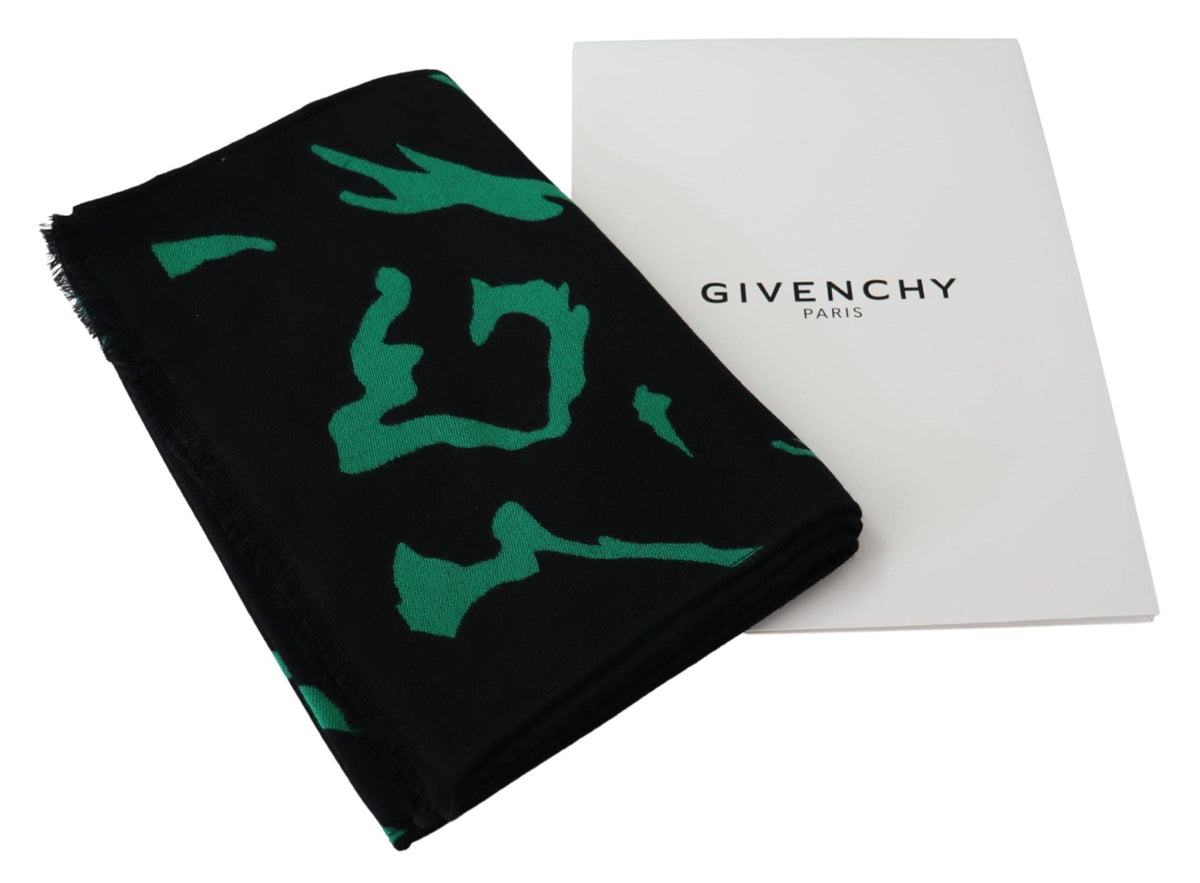 Bufanda unisex elegante de seda y lana negra de Givenchy