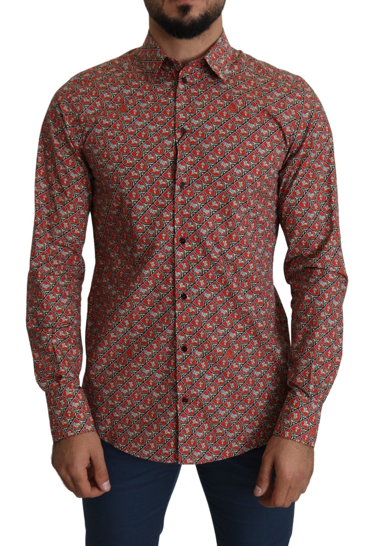 Chemise élégante en coton coupe Martini rouge Dolce &amp; Gabbana