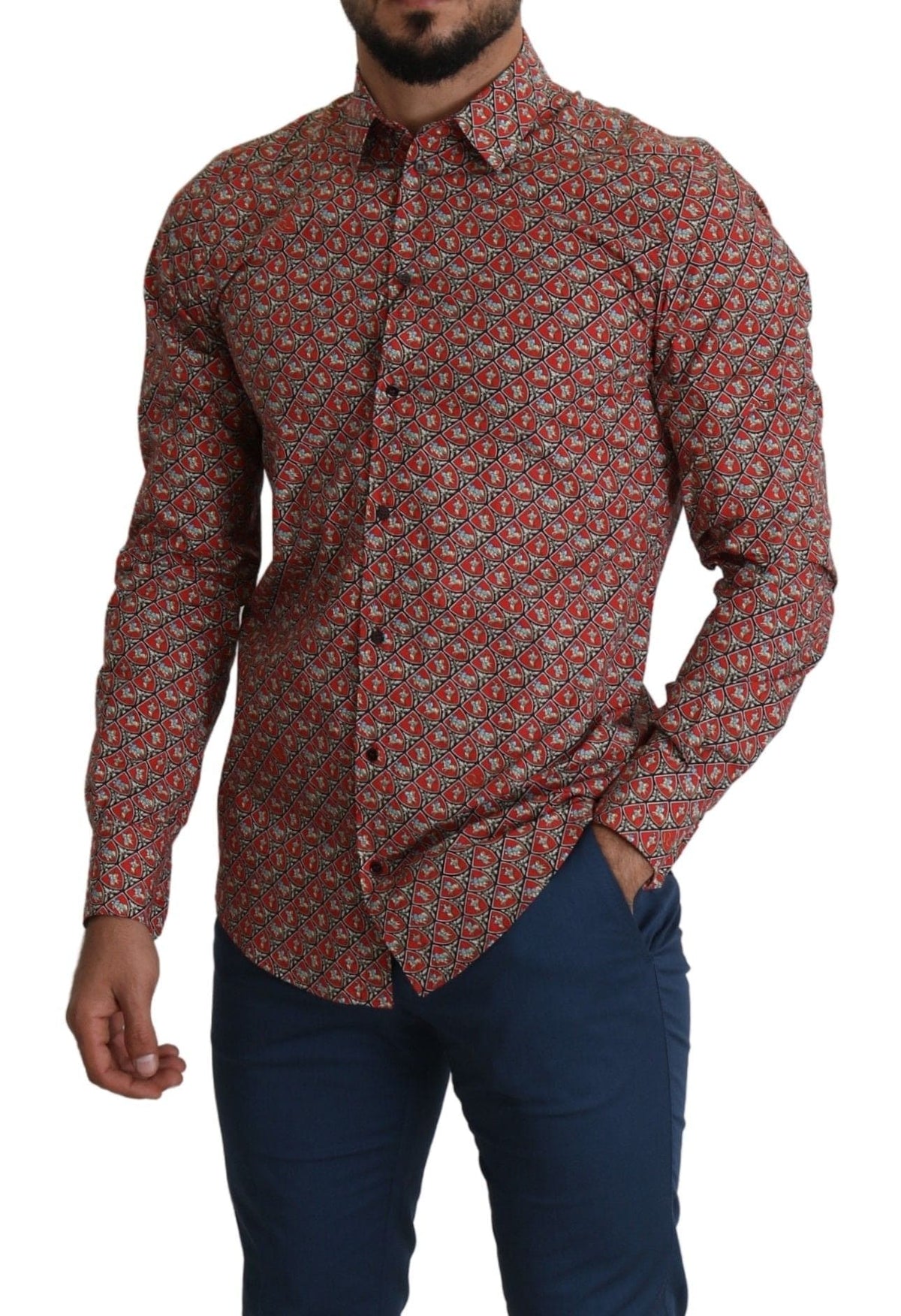 Chemise élégante en coton coupe Martini rouge Dolce &amp; Gabbana