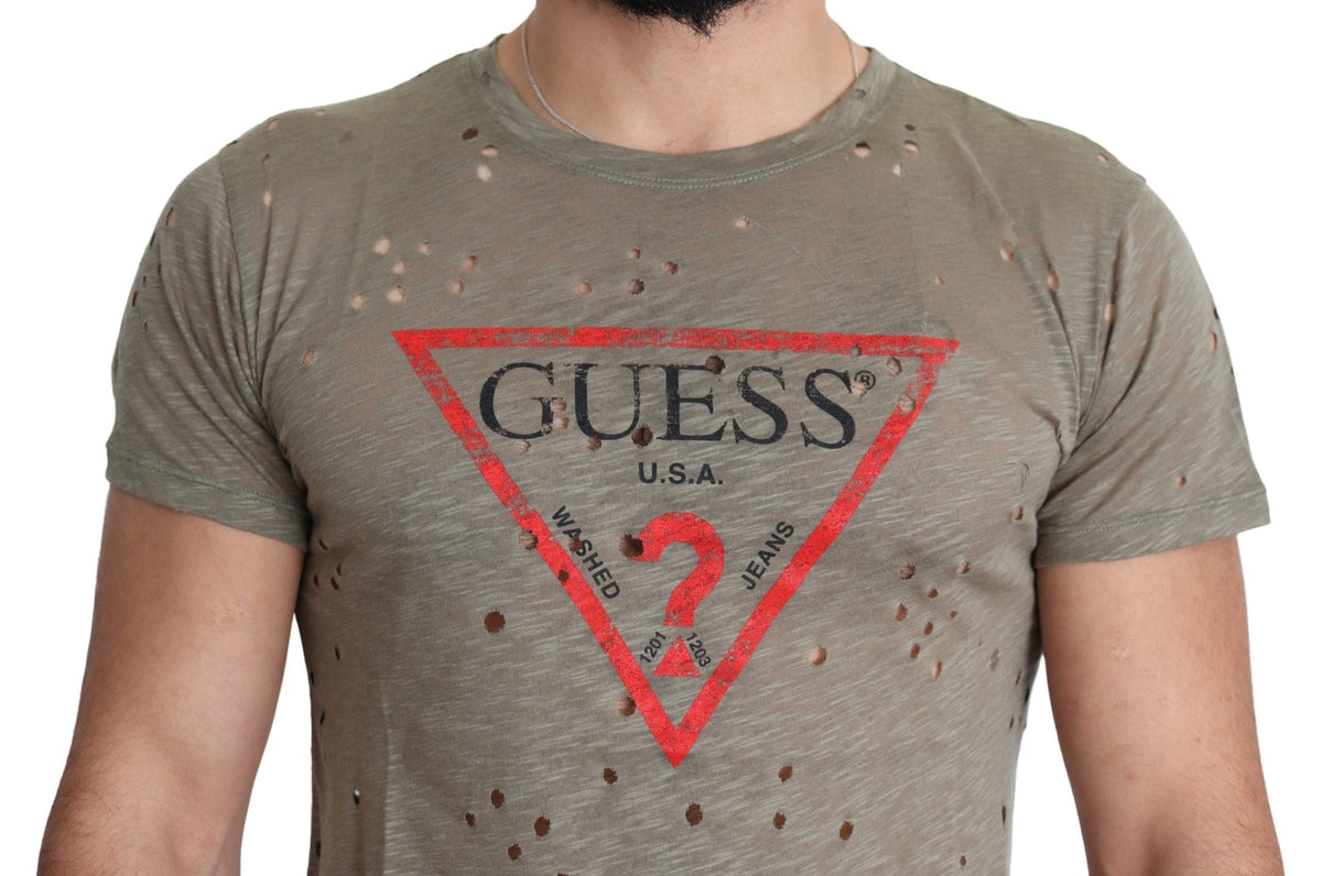 T-shirt Guess Chic en coton stretch marron