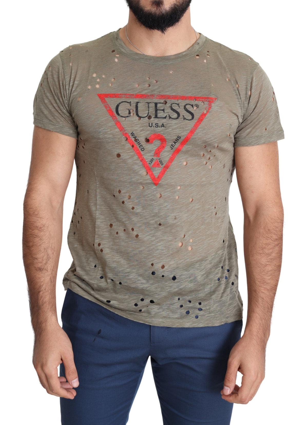 Camiseta elástica de algodón marrón Guess Chic