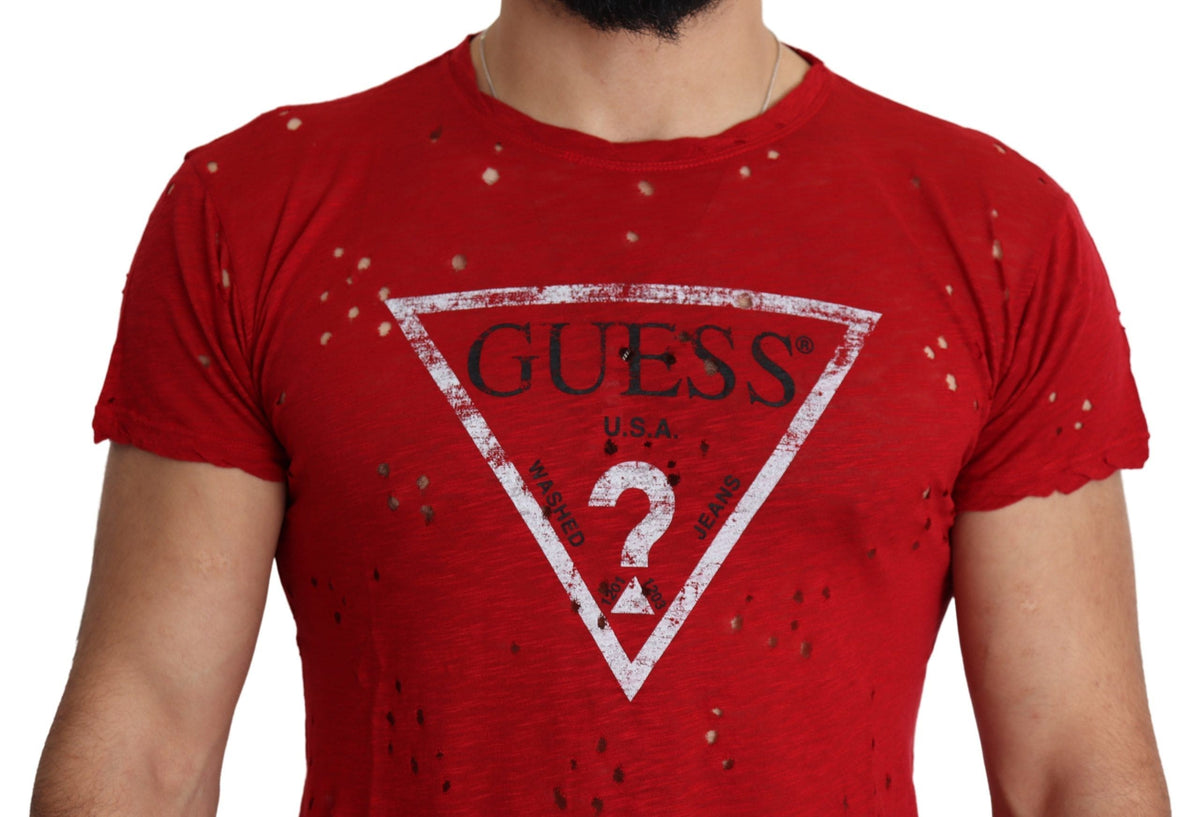 T-shirt Guess en coton stretch rouge radiant